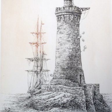 Migné-gravure-phare-le Four-bretagne