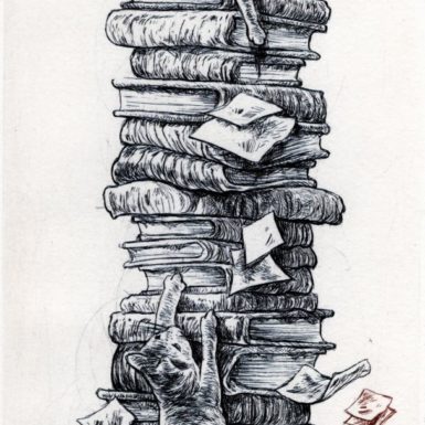Migné gravure-chat-livre-bibliothèque