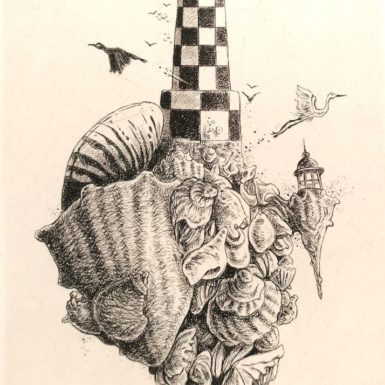Migné-gravure-perdrix-phare-Loctudy-l'Ile Tudy